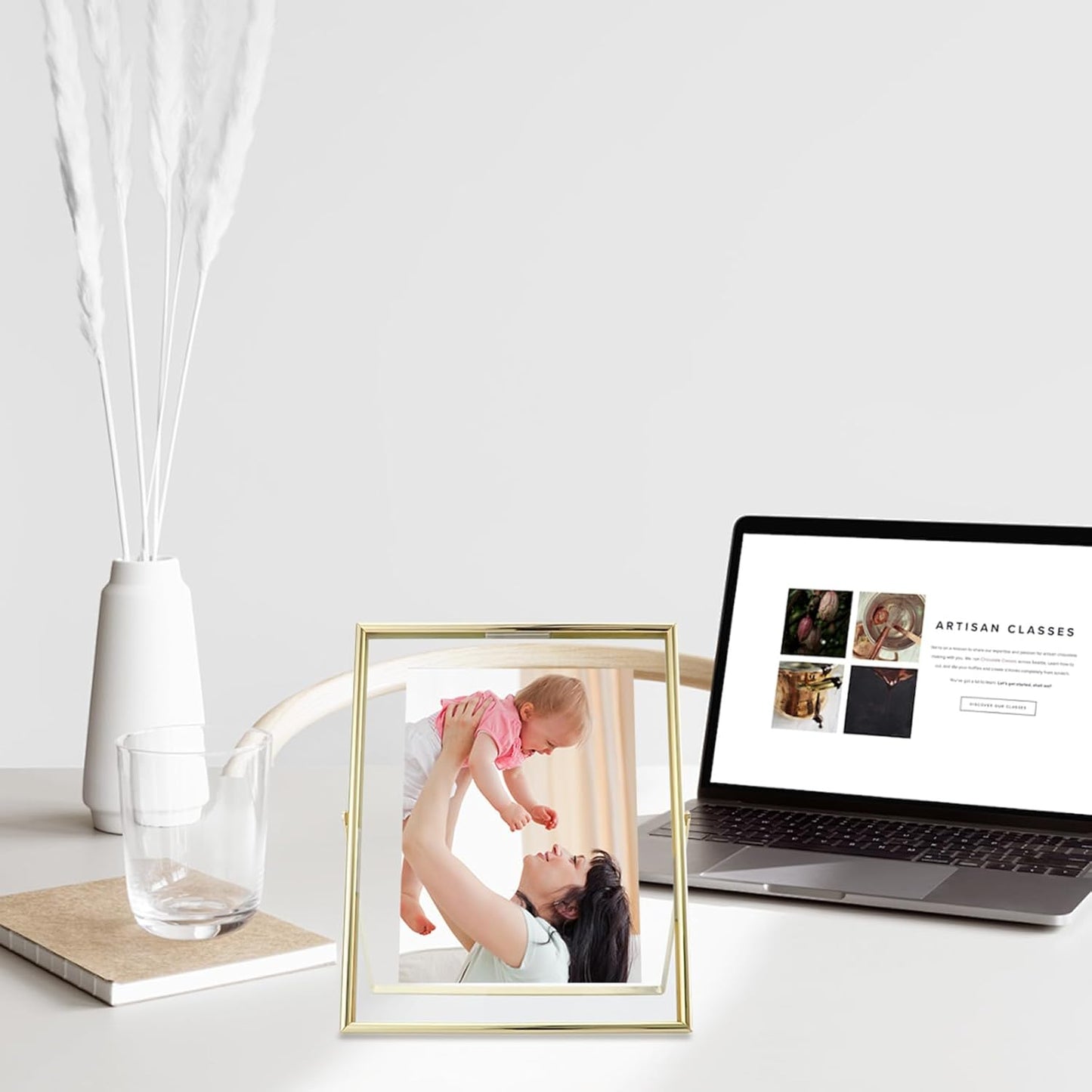 Gold Floating Frame (6"x8", Vertical), For Picture 5x7, 4x6, 3x5, Tabletop Shelf Photo Frame, Classy Gift For Festival, Wedding, Home or Office Décor…