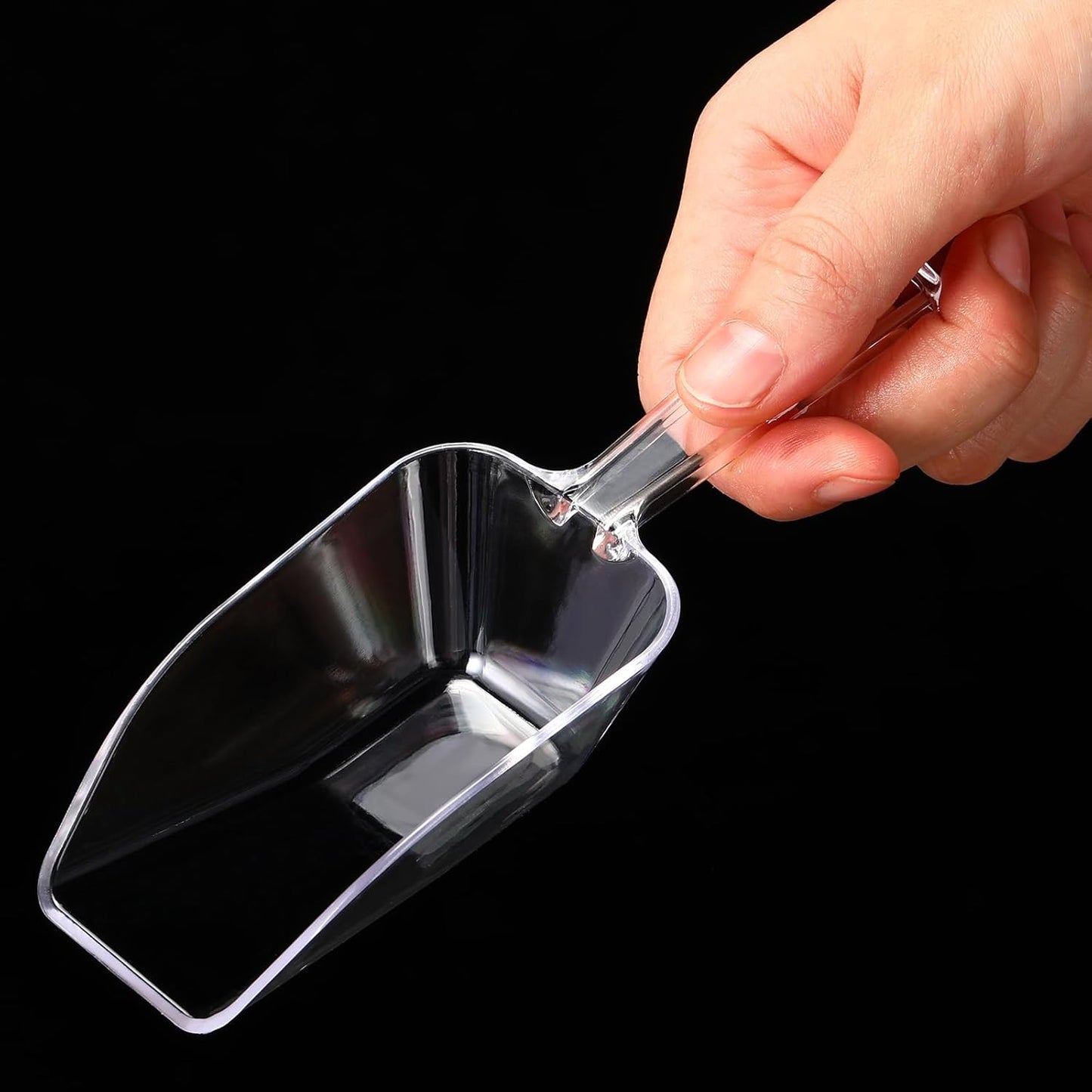 Hestya 16 Pcs Christmas Multi Purpose Clear Plastic Scoops for Candy Buffet Acrylic Kitchen Ice Food Popcorn Scoops for Protein Powders, Ice Cream, Coffee, Tea Jar (6.69 Inch)