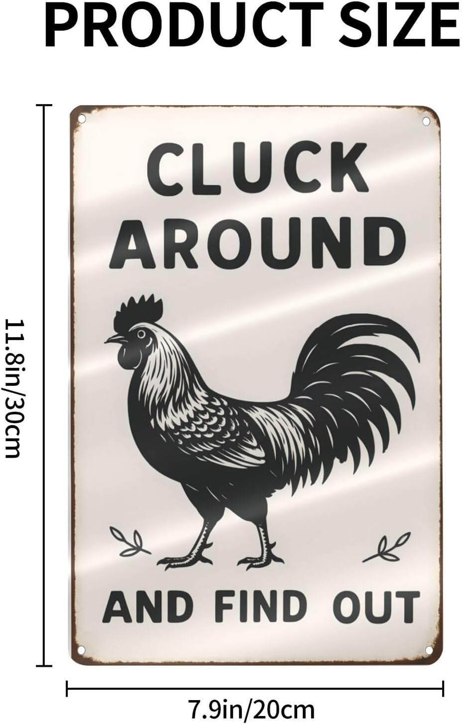 Funny Chicken Tin Sign - “Cluck Around and Find Out” Farmhouse Wall Decor for Kitchen, Coop, Garden - 8x12 inch Rustic Metal Gift
