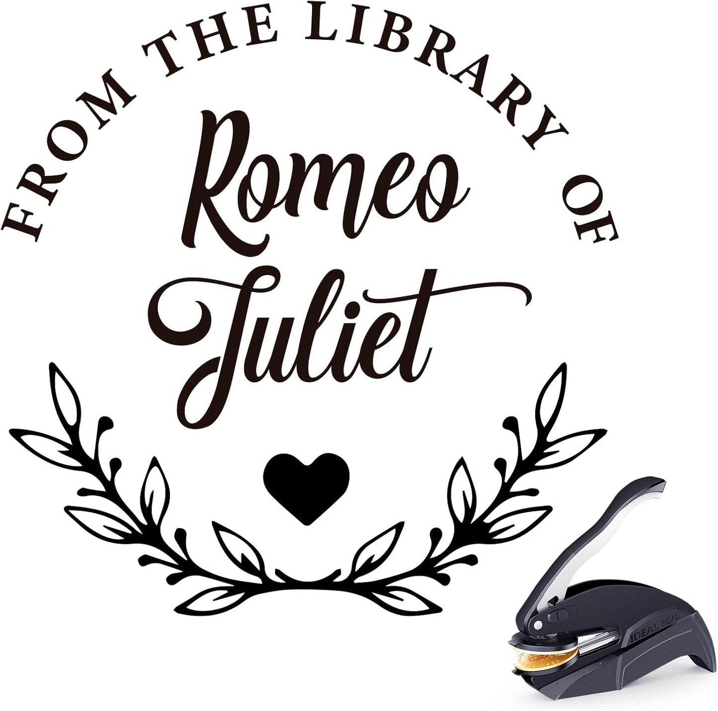 Book Embosser Personalized - Custom Library Embosser Stamp Gifts for Book Lovers, Readers, Teachers (Floral-06)