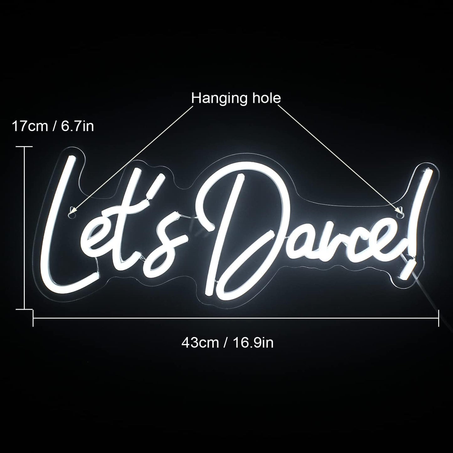 Let's Danced Neon Signs Let's Dance Neon Light Up Sign White Led Word Light Sign Neon Sign Wedding for Dancing Party,Bar Accessories,Valentines' Day,Birthday Party