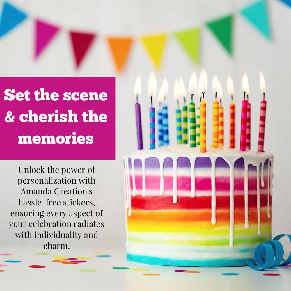 Custom & Personalized Happy Birthday to You Gift Tag Sticker Labels in Pastel Colors for Girls, 40 2" Party Circle Stickers by AmandaCreation, Also Great for Envelope Seals & Gift Bags