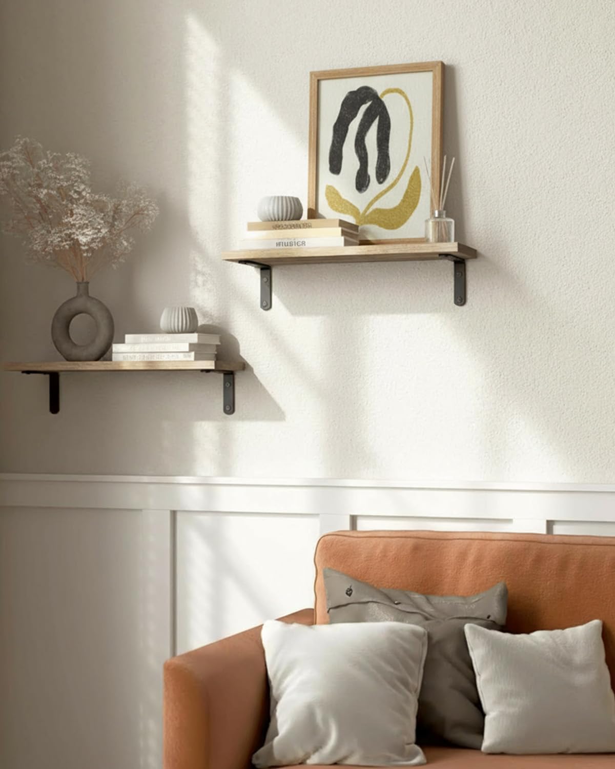 VIYYIEA Framed 3D Textured Wall Art, Handmade Paper Artwork,12x16inch, Modern Minimalist Neutral Decor for Living Room Bedroom Shelf, Floral Abstract Picture