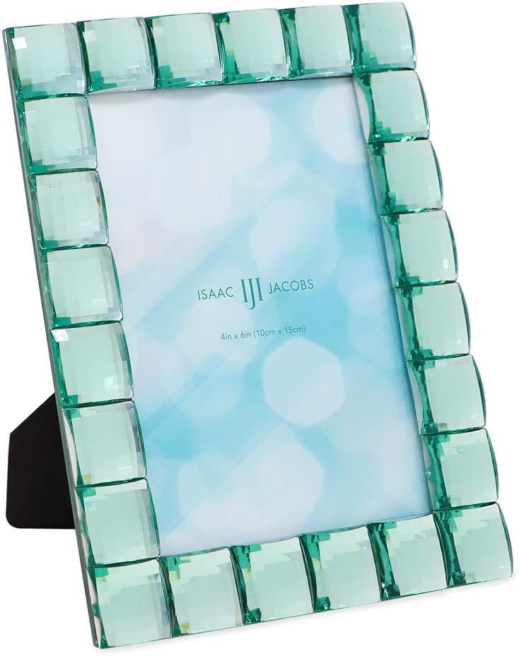 Isaac Jacobs Decorative Sparkling Light Green Jewel Picture Frame, Photo Display & Home Décor (4x6, Light Green)