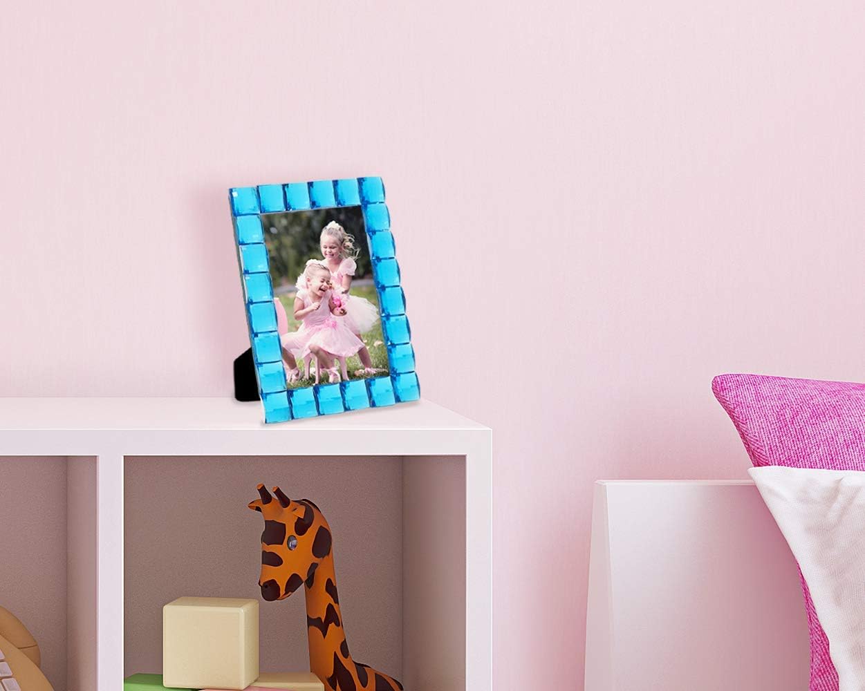 Isaac Jacobs Decorative Sparkling Turquoise Jewel Picture Frame, Photo Display & Home Décor (4x6, Turquoise)