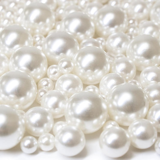 300Pcs Vase Filler Ivory No Hole Faux Pearl Beads for Vase Filling Decorations, Candle Centerpieces, Wedding Centerpieces, Home Party Decor (8/14/20mm)