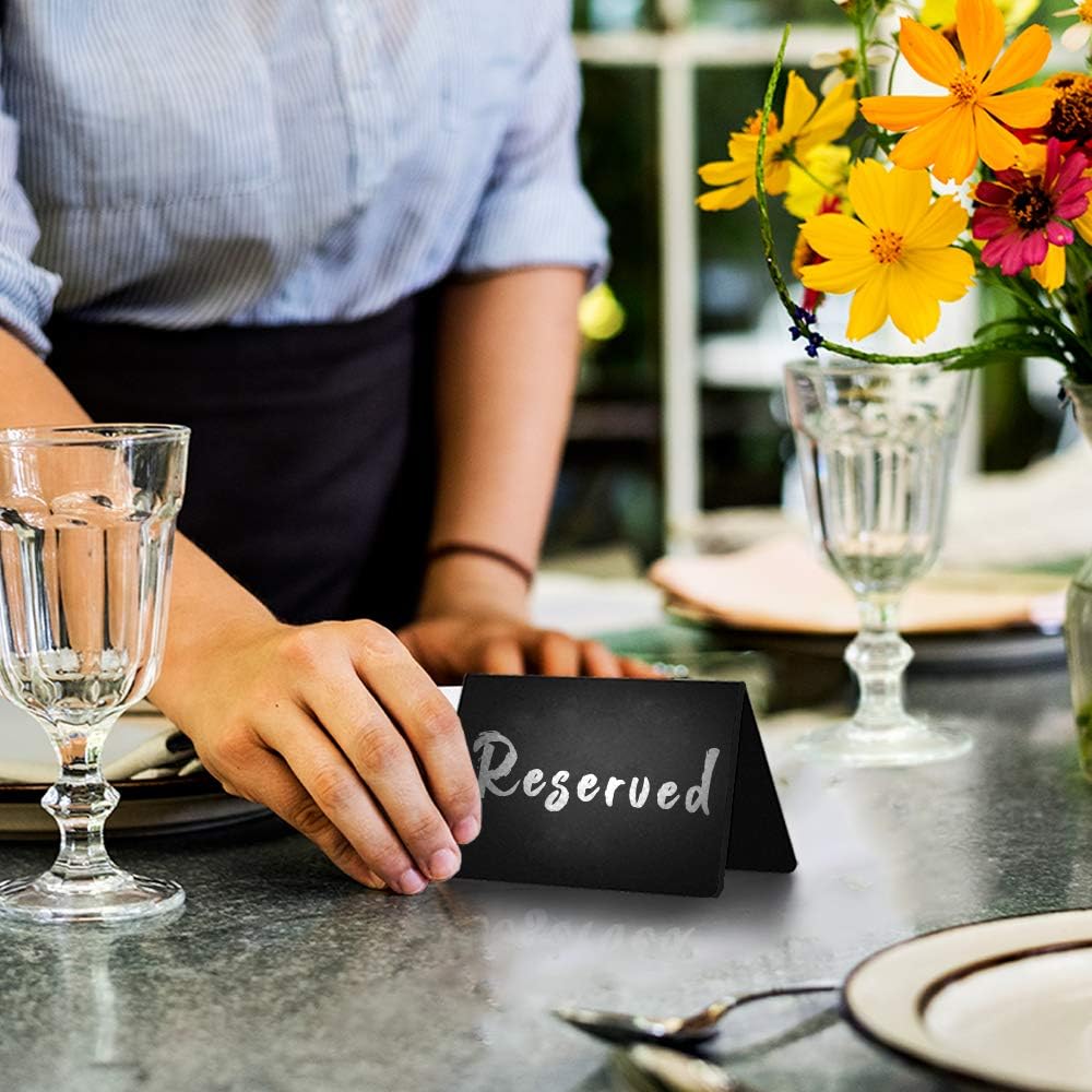 20 Pack Chalkboard Tent Signs 4x3 – Mini Tabletop Food Labels for Buffet Wedding & Party Use – Plastic Reusable Chalk Name Tags & Display Signs for Events