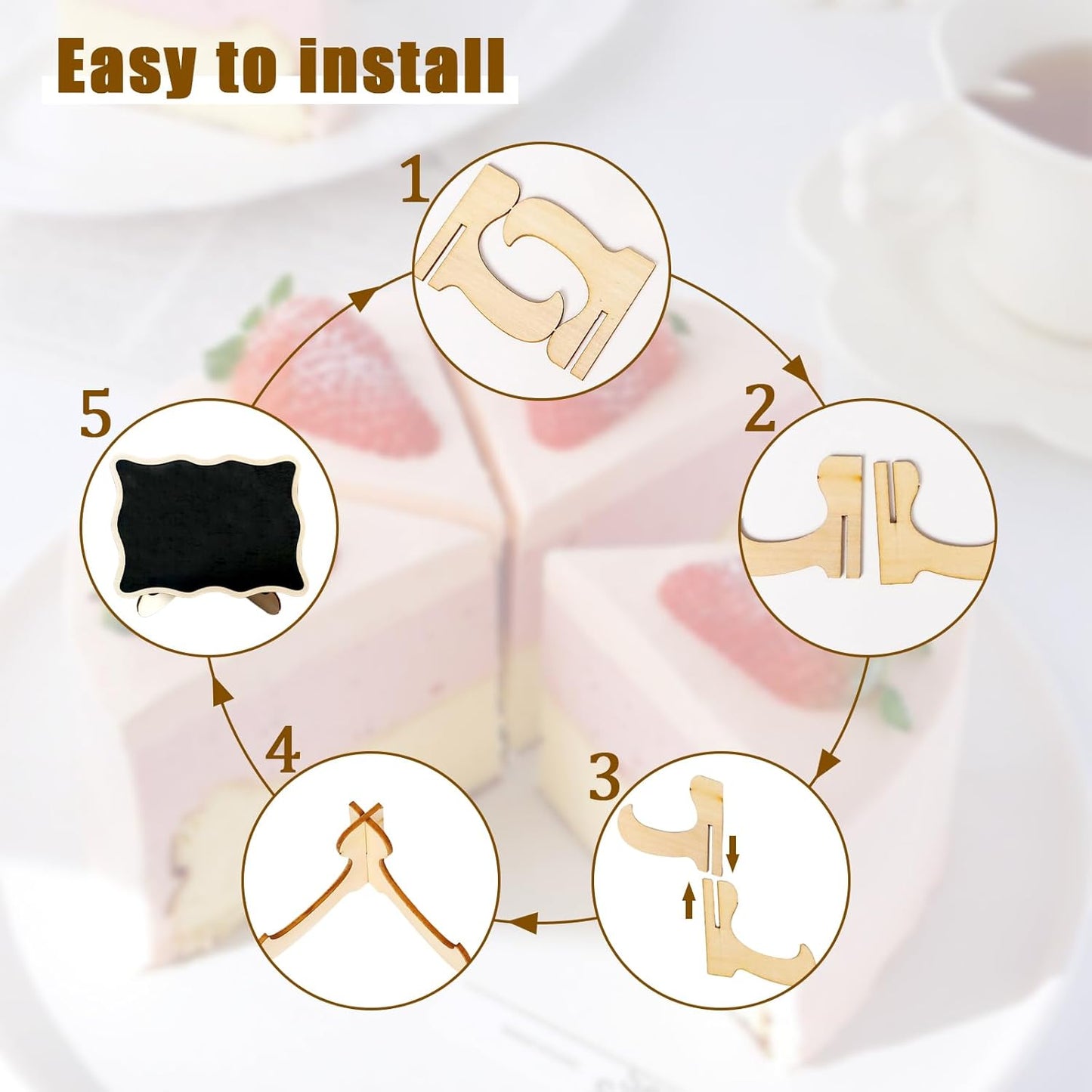 10PCS Mini Chalkboard Signs, Framed Small Chalk Board Food Labels with Easel Stand, Reusable Writable Blackboard with 2 Chalks, Wood Place Cards for Weddings, Birthday Parties, Buffet (Wave)