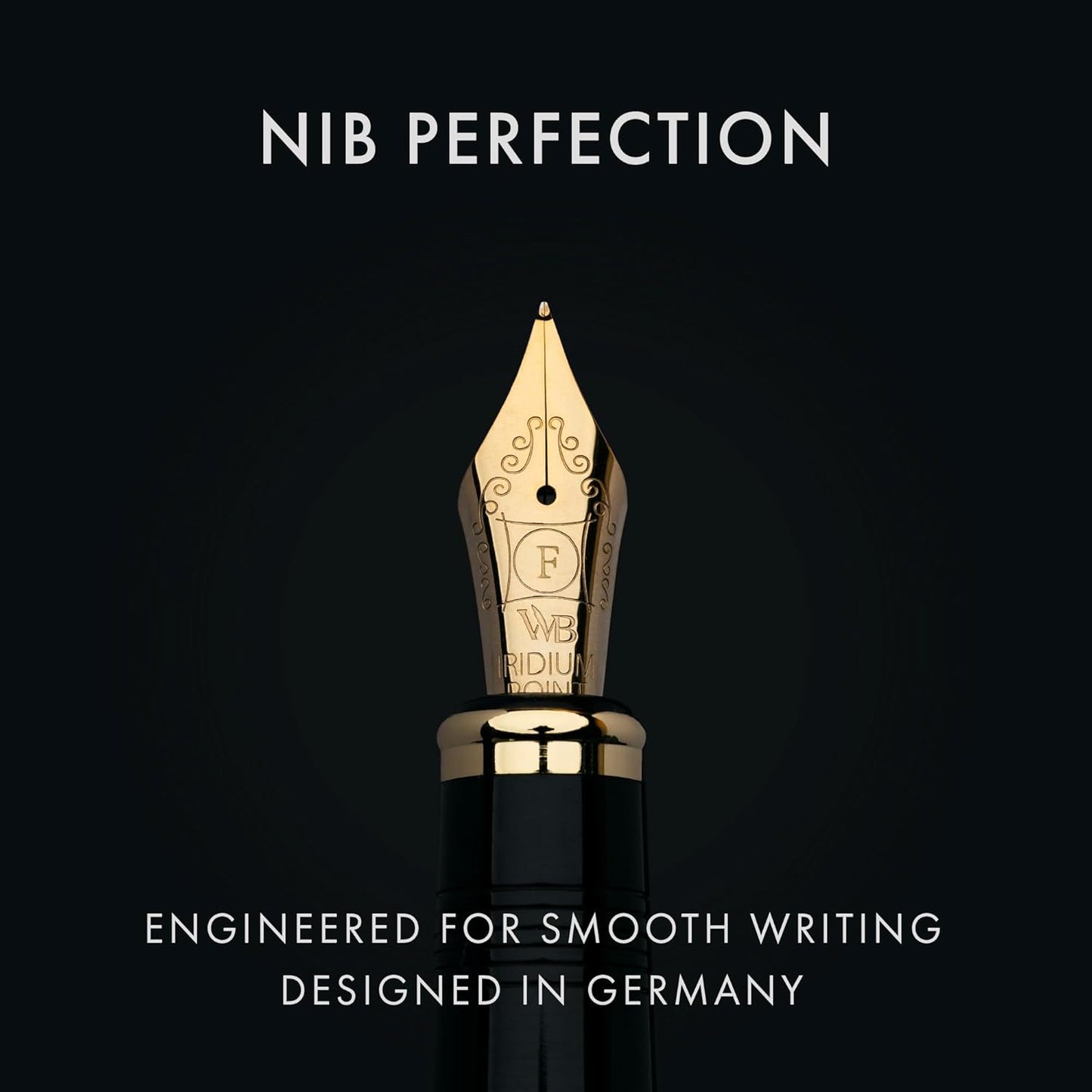 Wordsworth & Black Primori Fountain Pen Set [Black Gold]; Fine Nib, Gift Case, 24 Ink Cartridges, Refill Converter, Manual; Journaling, Calligraphy, Smooth Writing Pens; Left and Right Handed