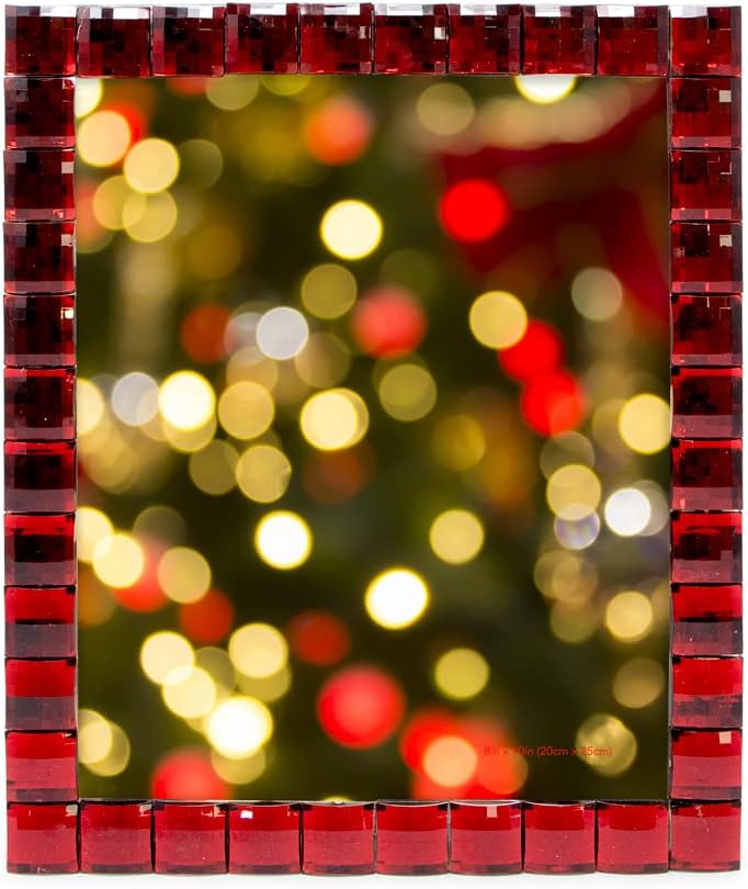 Isaac Jacobs Decorative Sparkling Jewel Picture Frame, Photo Display & Home Décor (8x10, Dark Red)