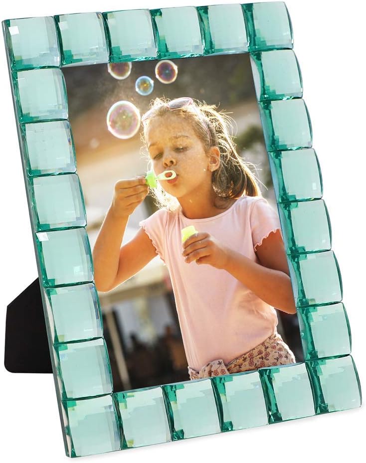 Isaac Jacobs Decorative Sparkling Light Green Jewel Picture Frame, Photo Display & Home Décor (4x6, Light Green)
