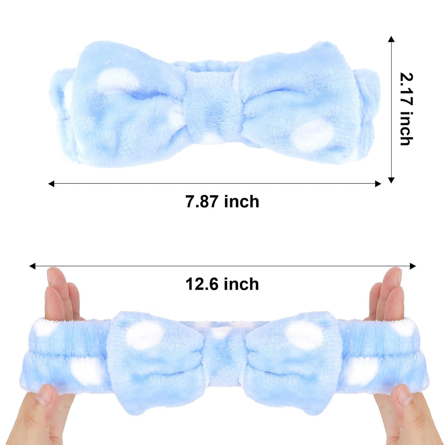 Semato 8 Pcs Blue Dot Bachelorette Party Favor Set Bridesmaid Headband Skincare Headbands for Women Party Supplies (blue dot)