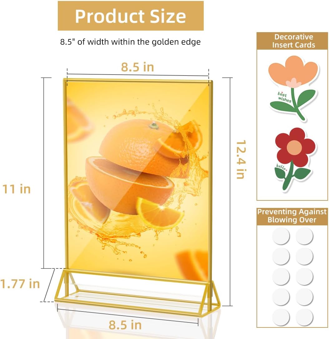 Acrylic Sign Holder 8.5X11 Clear Sign Holder,Double Sided Flyer Holder, Table Menu Holder Display Stand for Wedding Table Number (6pcs)