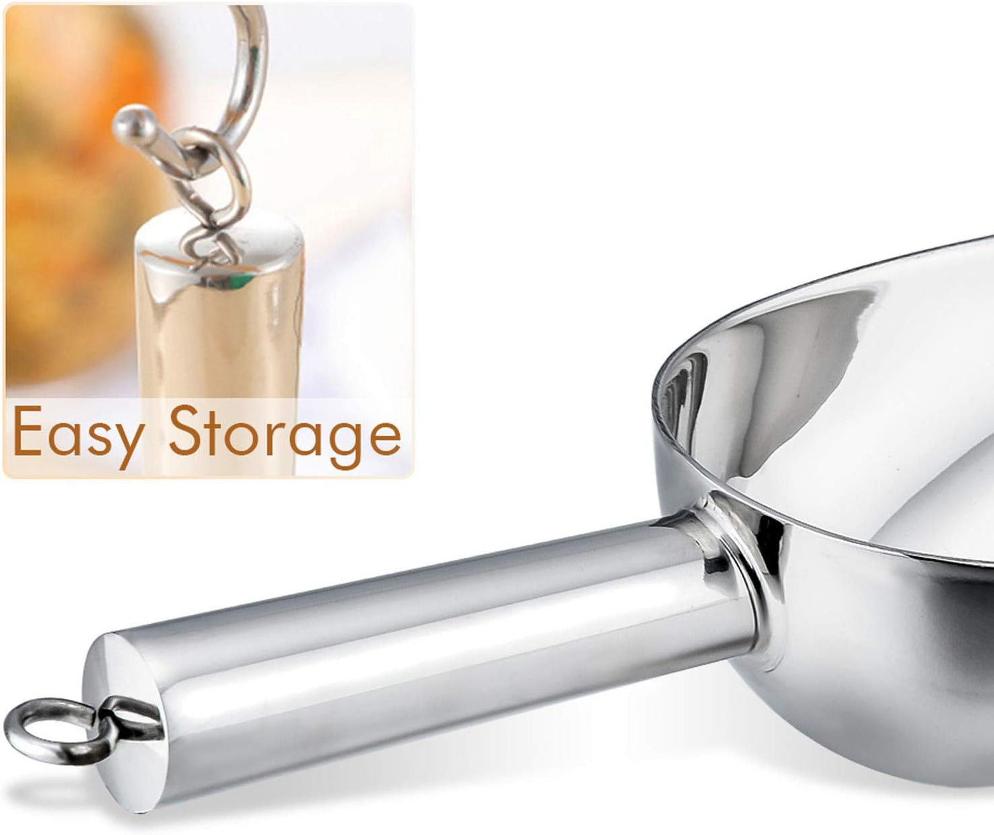 P&P CHEF Canister Scoop Set of 3, Ice Candy Scoop, Stainless Steel Multipurpose Food Scooper for Buffet Jar Freezer, Mirror Finish & Dishwasher Safe, Silver, 5+8+12 Oz