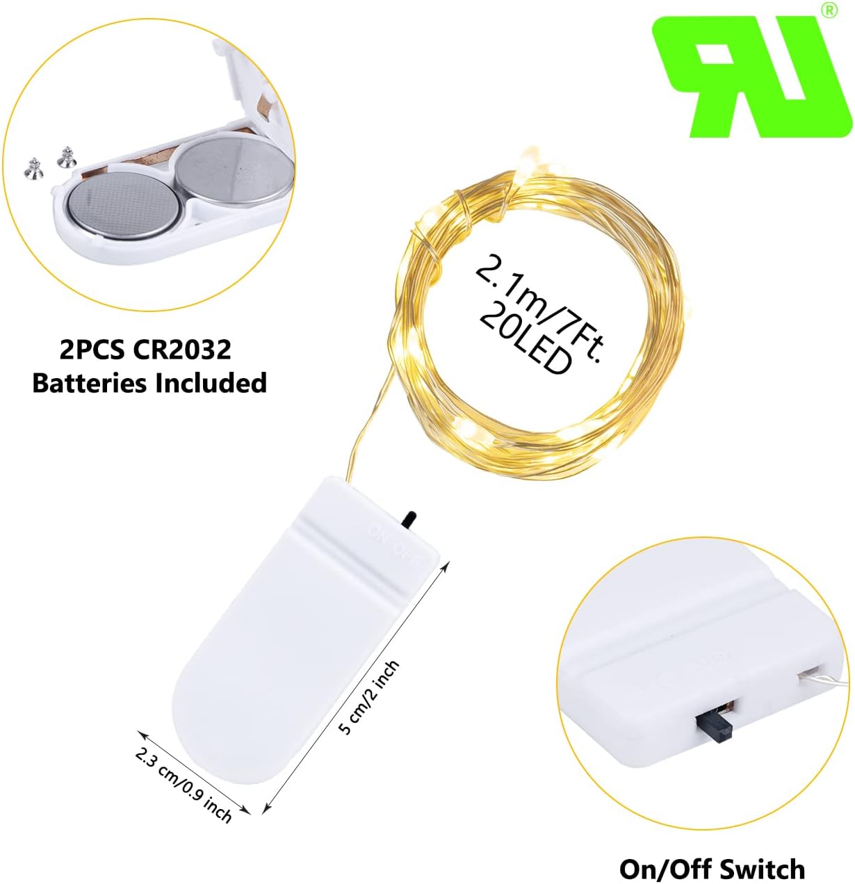 Brightown 24 Pack Fairy Lights Battery Operated String Lights - 7 ft 20 LED Mini String Lights Waterproof Silver Wire Firefly Lights for Vases Mason Jars DIY Crafts Plants Table Centerpieces Wedding