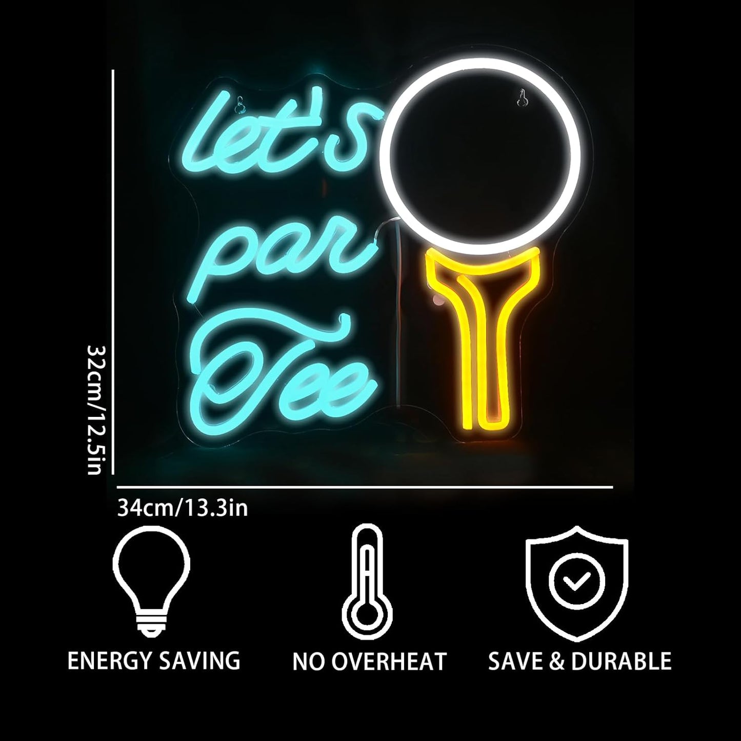 Let's Par Tee Neon Sign Golf Club Led Neon Lights for Wall Decor Light Up Signs For Sports Golf Shop Living Room Bedroom Home Bar Club Man Cave Gym Birthday Party Decorations Gifts