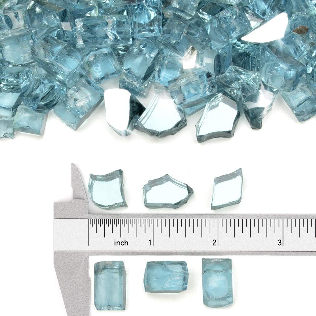 Stanbroil 10-Pound Fire Glass - 1/2 inch Reflective Tempered Fire Glass for Fireplace Fire Pit, Aqua Blue Reflective
