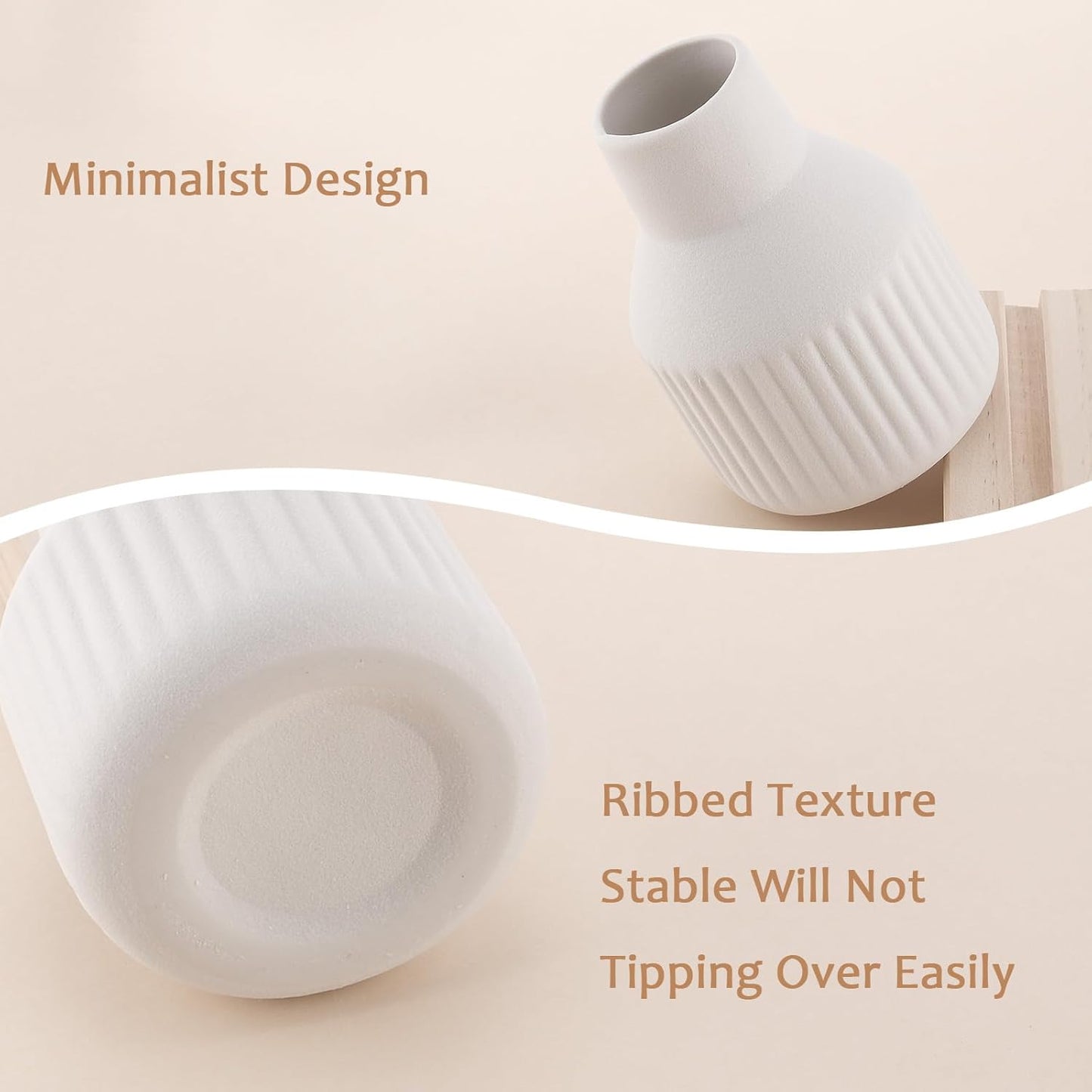 Small Fake Flowers in Vase 14" Centerpiece Table Decorations Silk Flowers Arrangements Ceramic Vase Dahlia Chrysanthemum Artificial Flowers Bouquet for Bathroom Dining Room Kitchen Wedding (White)