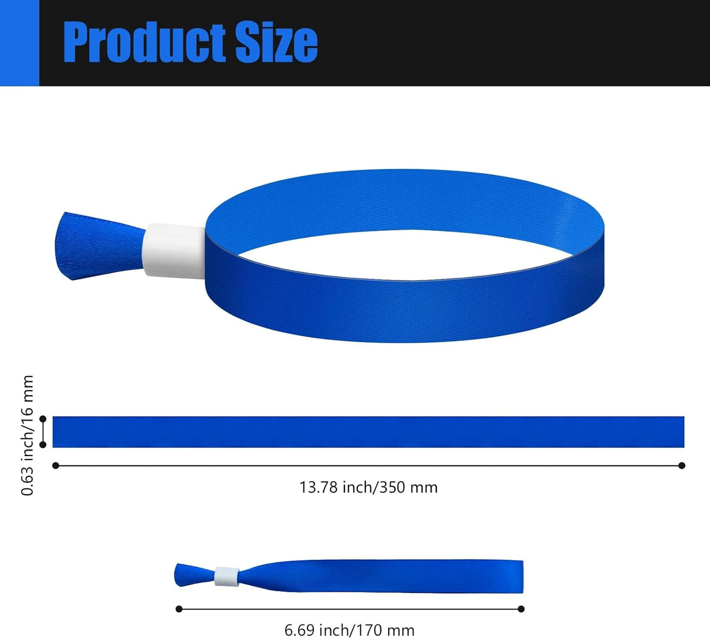 Green-Power America 100 Pcs Cloth Event Wristbands, Event Wristbands, Colored Wrist Bands for Events, for Lightweight Concert Wrist Strap for Activities, Party Bracelets for Events (Color : Blue)