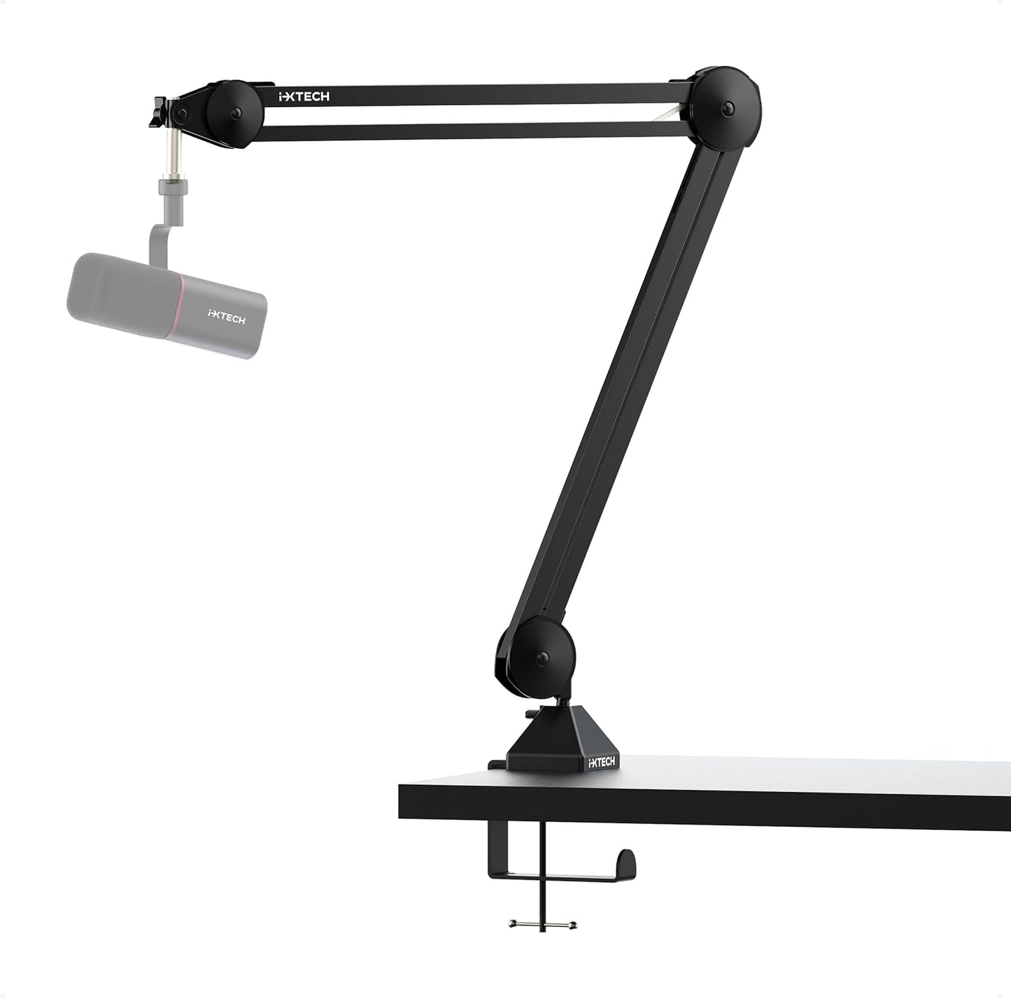 IXTECH Microphone Boom Arm Stand, Heavy Duty Adjustable Mic Stand with Cable Ties, Desk Mount Arm Stand for Gaming Streaming Podcasting.