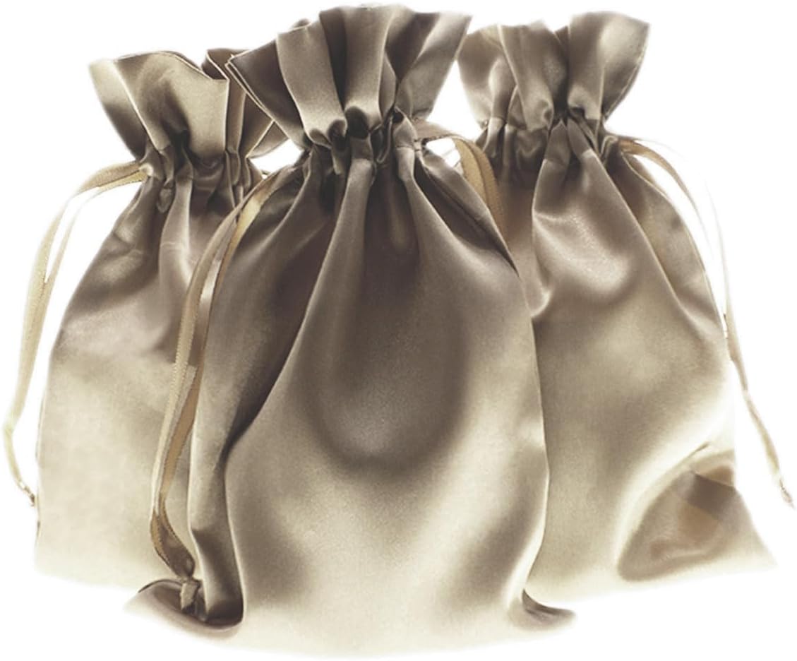 5" x 8" Champagne Satin Gift Bags, Jewelry Bags, Wedding Favor Drawstring Bags Baby Shower Christmas Gift Bags 50 per Pack