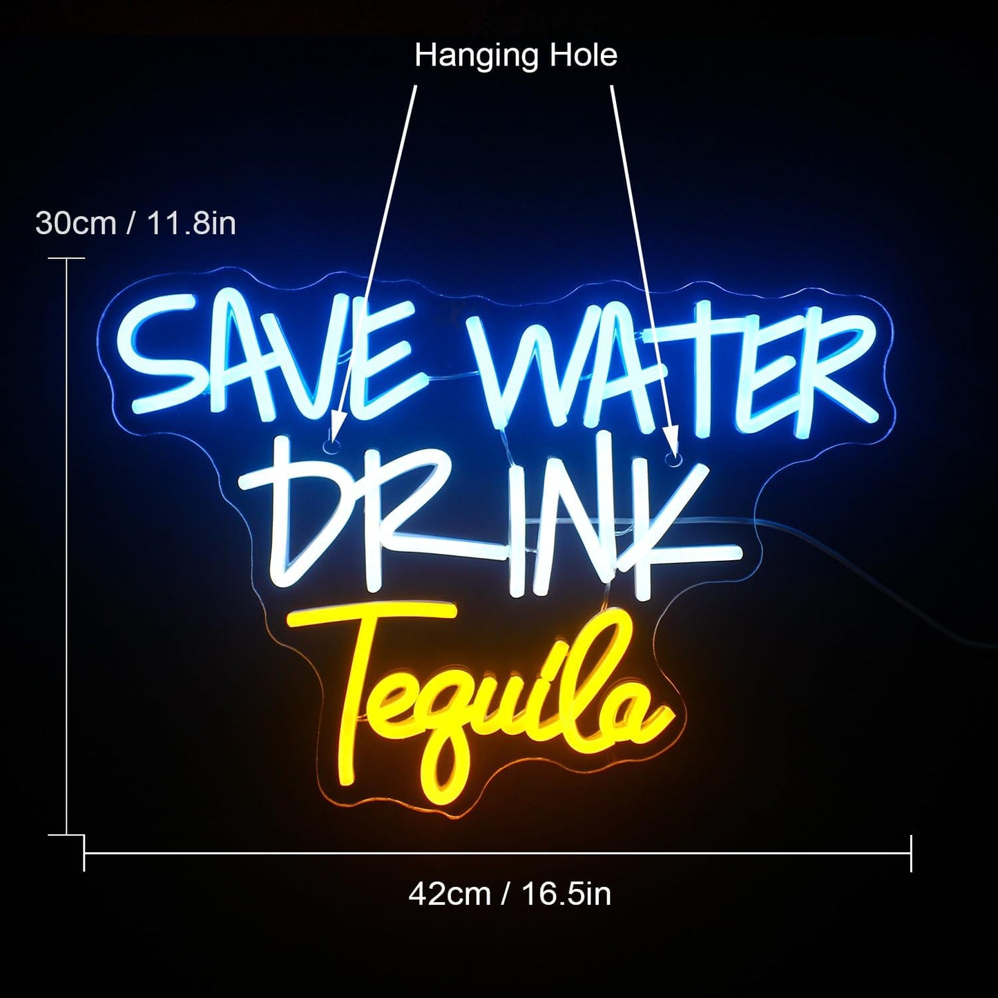 Save Water Drink Tequila Neon Sign Led Neon Lights for Wall Decor Usb Light Up Signs for Home Beer Bar Bedroom Restaurant Man Cave Cafe Bistro Club Party Decorations Gift