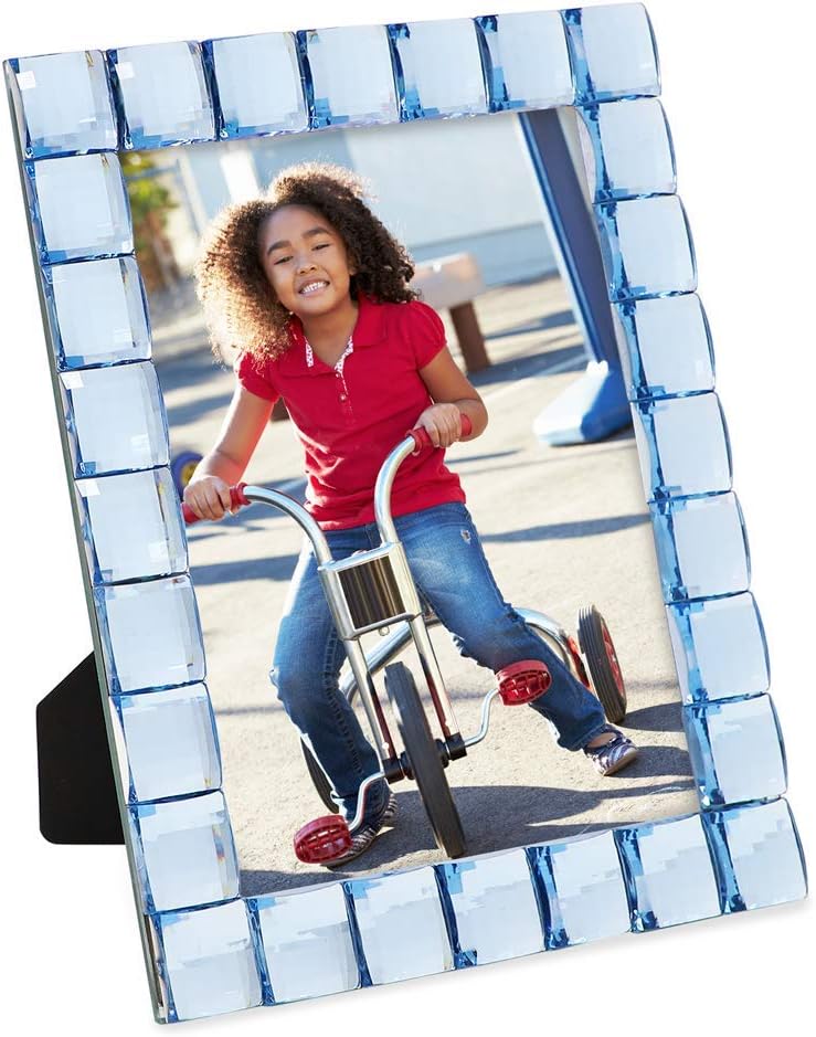 Isaac Jacobs Decorative Sparkling Light Blue Jewel Picture Frame, Photo Display & Home Décor (5x7, Light Blue)