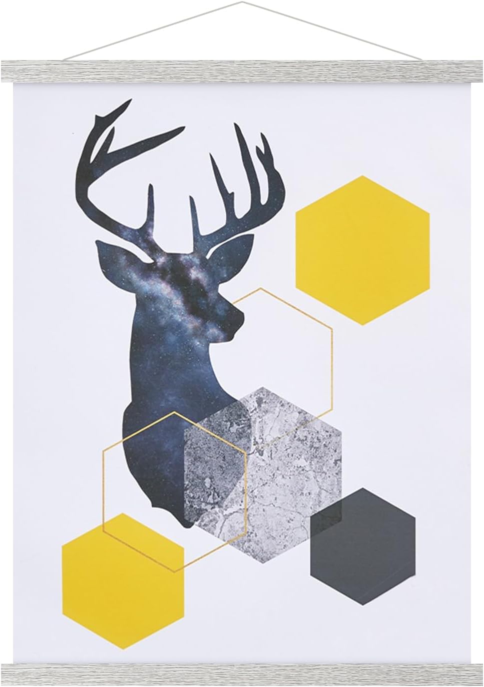 Magnetic Poster Hanger, 24x36 24x18 24x32 Poster Frame Wood Wooden Magnet Print Posters Dowel Scroll Hanger Hangers Hanging Kit for Walls Map Canvas Artwork (Grey, 24")