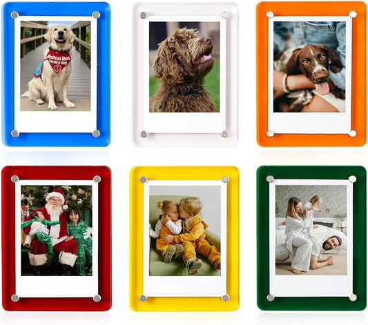 4x6 Picture Frames, Acrylic Fridge Magnetic Photo Frames Transparency Double Sided Picture Display for Refrigerator/Locker/Wall, Colorful 6 Pack