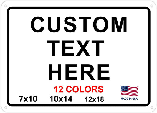 Custom Signs Outdoor Metal for Home Office Business, Personalized, Door, Delivery, Man Cave, Shop, Garage. For Outside or Inside Use. avgrafx Metal Signs Are UV Printed Solid Aluminum Border, 14x10 in