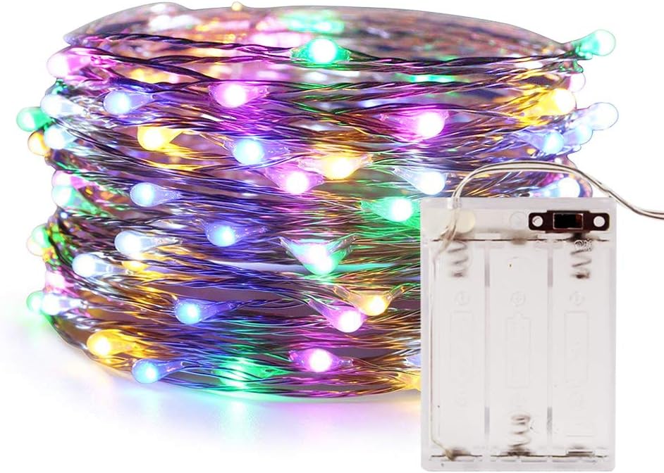 ANJAYLIA Fairy Lights, Multicolor 16.5Ft/5M 50leds Bright String Light Party Home Valentine's Day Festival Decorations Battery Operated Lights(RGB)