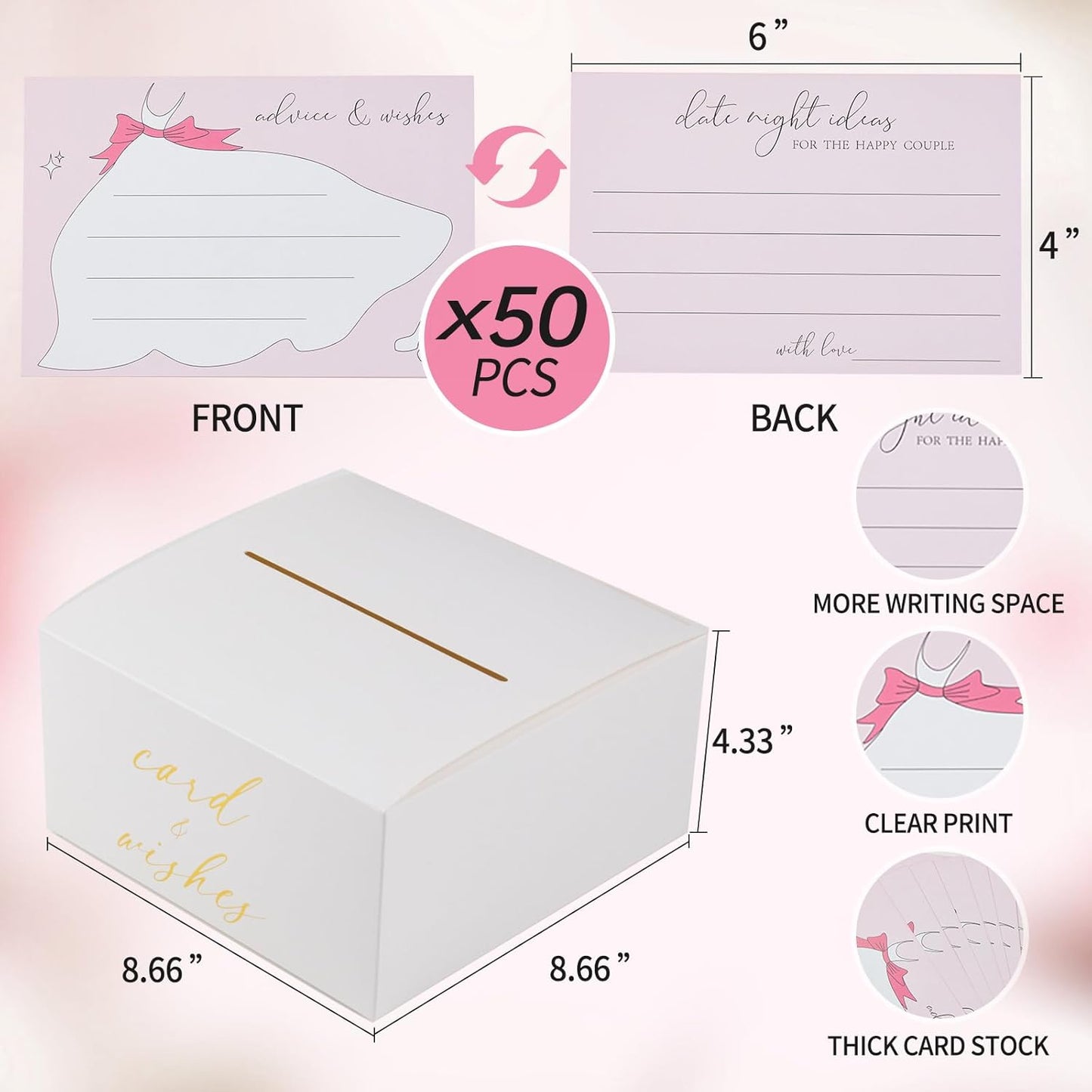 Bridal Shower Games Bridal Shower Advice Cards Wedding Games 50 Guests Advice and Wishes Dress Style