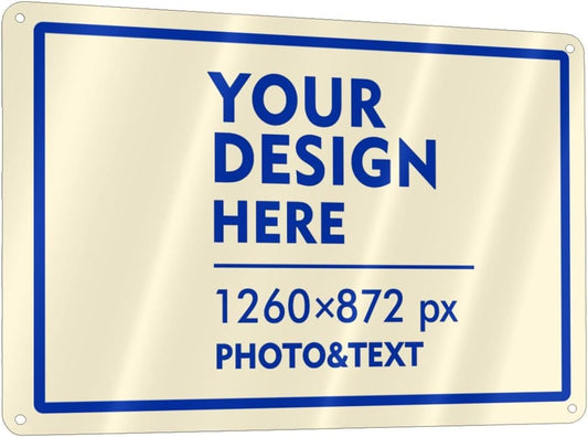 Custom Signs Outdoor Metal Sign - 12 x 8 Customized Personalized Aluminum Signs for Office, Home, Business, Decor, Custom Road Signs, Rust-Proof Sign (Blue Text Box), 12x8 inches