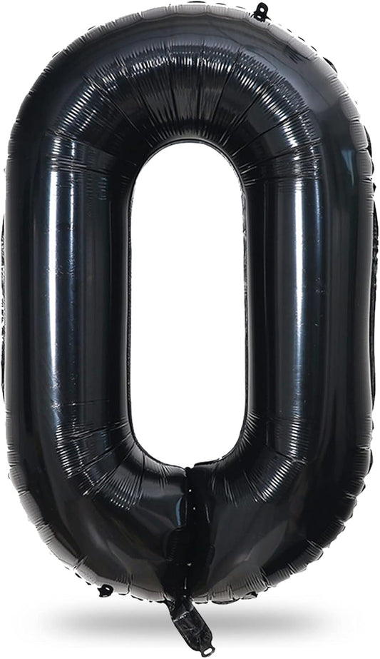 Black Number 0 Balloon for Girls Boys, 40 Inch Large Number 0-9 Foil Mylar Helium Digital Balloons Set for Women Men Birthday Graduation Anniversary New Year Eve Party Decorations Celebration Supplies