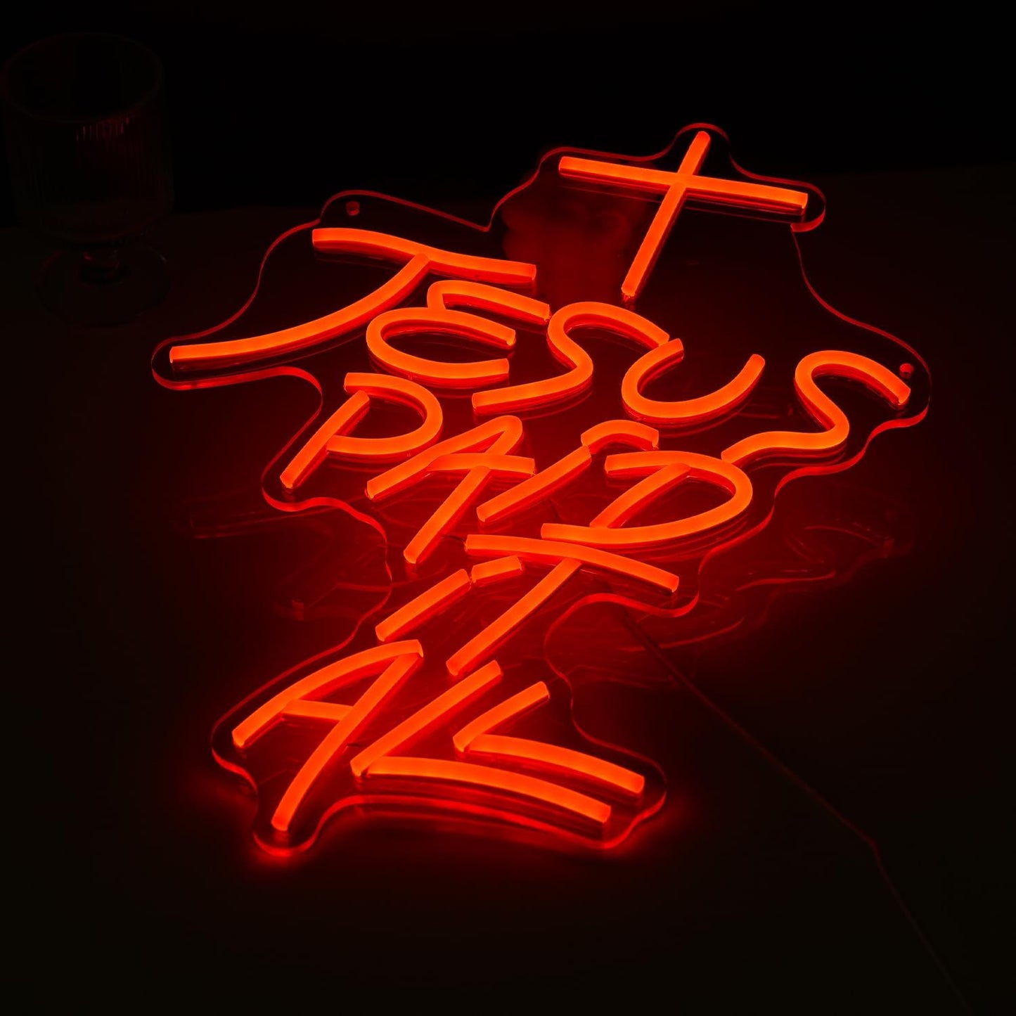 Jesus Paid It All Neon Sign Red Cross Neon Light for Wall Decor Dimmable Jesus Cross LED Light Up Sign for Christian Church Christams Home Wedding Decor Birthday Gifts(16.7 * 12.8In)