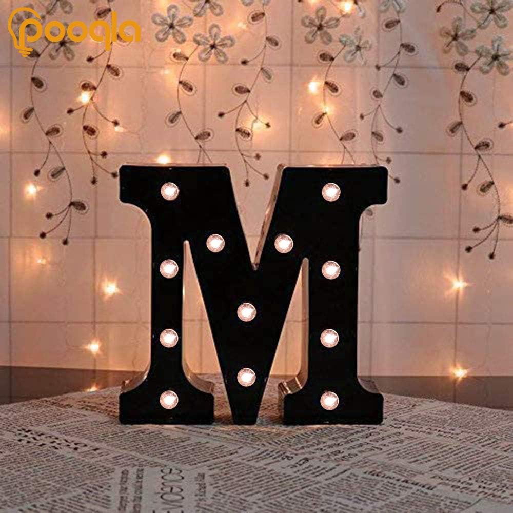 Decorative LED Illuminated Letter Marquee Sign - Alphabet Marquee Letters with Lights For Wedding Birthday Party Christmas Night Light Lamp Home Bar Decoration M, Black