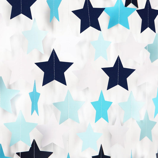 Light-Royal Navy-Blue White Party-Decorations Garland - 62ft Twinkle Little Star Hanging Streamers Banner,Bachelorette Bridal Wedding Birthday Baby Shower Decor Hugtmr