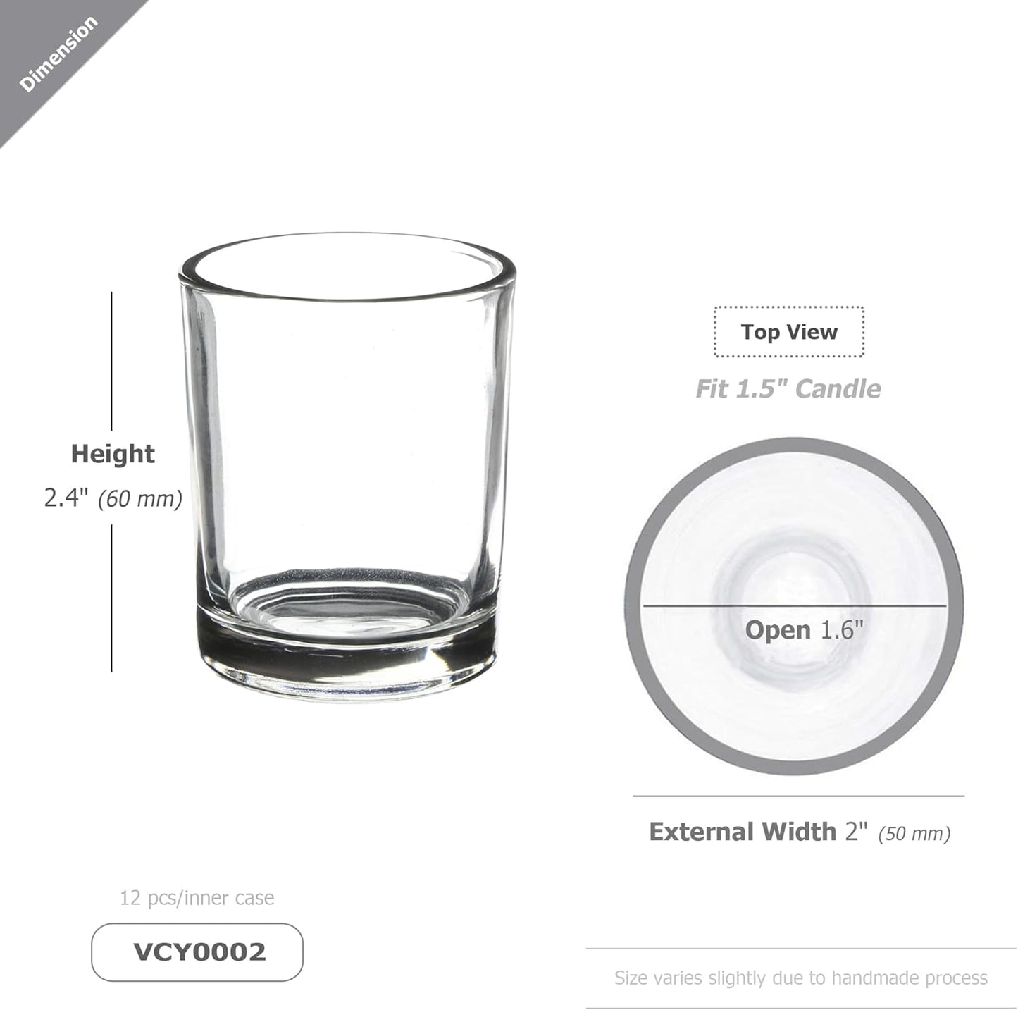 WGV Tea Light Votive Candle Holder 2x2.4, Clear Tiny Utility Cylinder Glass Vase, Small Planter Terrarium for Home Accent Decor, 1 Pc