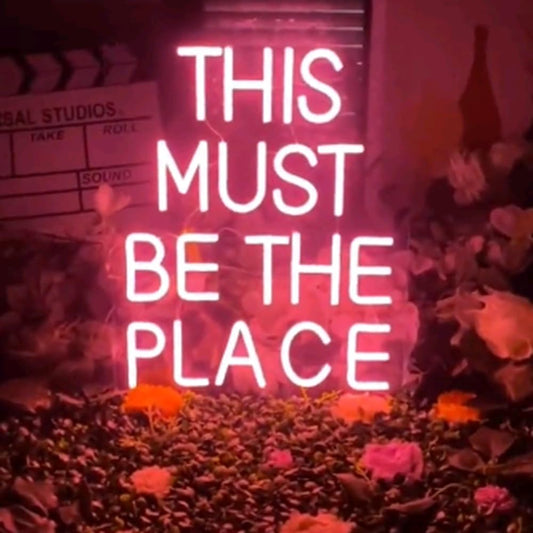 This Must Be The Place Neon Sign Custom Neon Sign Led Light Bar Pub Sign Home Room Bedroom Decor Wall Decor Salon Signage Opening Sign USB Size:14inches
