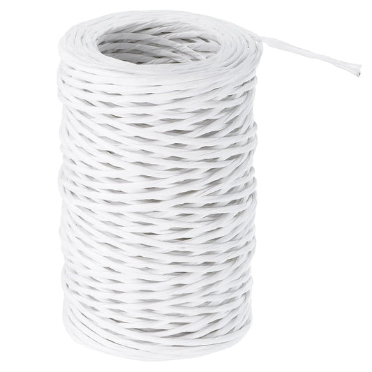 PATIKIL 164 Feet Floral Bind Wire Wrap Twine, 2mm Florist Wire Iron Wire Paper Covered Vine Wrapping Binding Wire for Flower Bouquets, White