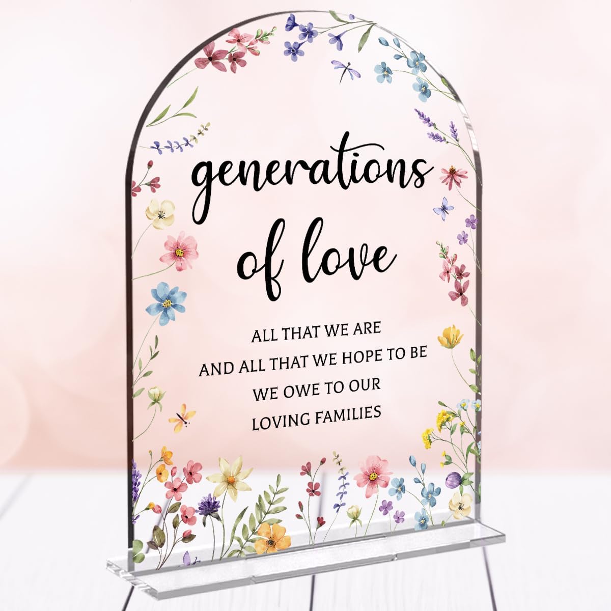 Wedding Sign，Genrations of Love Sign, Wedding Supplies 5x7 Inch, Kids Wedding Activities Acrylic Plaque, Please Help Yourself Sign, Wedding Signs for Ceremony Reception (Flower) decorative-signs183