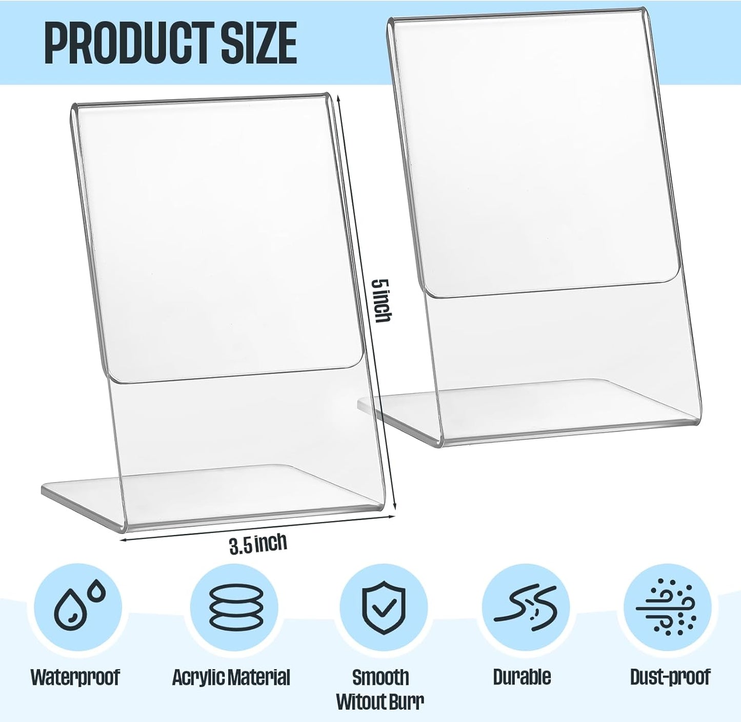 Ctosree 12 Pcs Acrylic Photo Frame L shape Slant Back Desktop Photo Frames Plastic Clear Sign Clear Acrylic Display Stand Table Top Sign for Home Office Wedding Restaurant Menu (3.5 x 5 Inch)