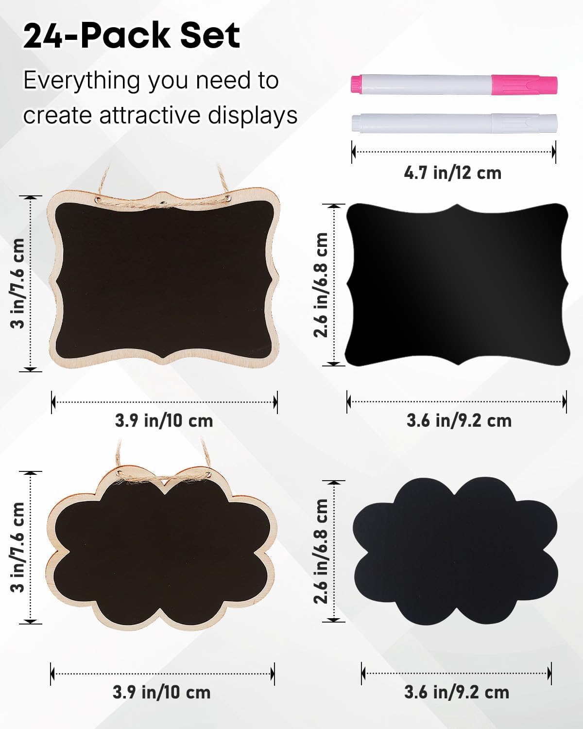Uniclife 24 Pack Mini Chalkboard Signs for Food, Small Chalkboard Signs with Strings Chalk Markers & Replacement Stickers, Hanging Chalkboards Sign Reusable Wooden Food Labels for Party Buffet Wedding