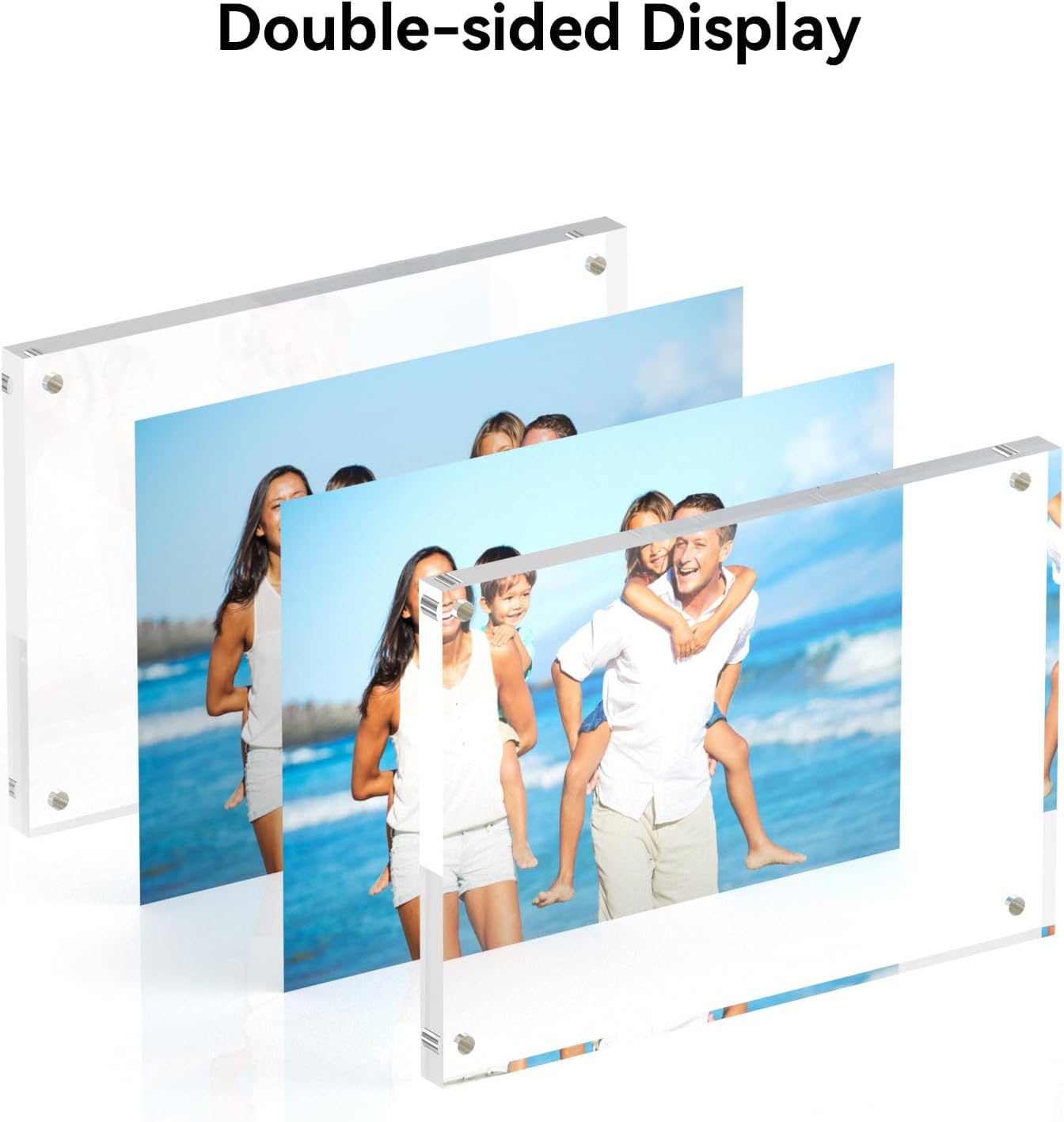 4x6 Acrylic Picture Frames, 20mm Thick Clear Frameless Magnetic Photo Frames, Double Sided Transparent Square Frame Gift for Desktop Display(3 Pack)