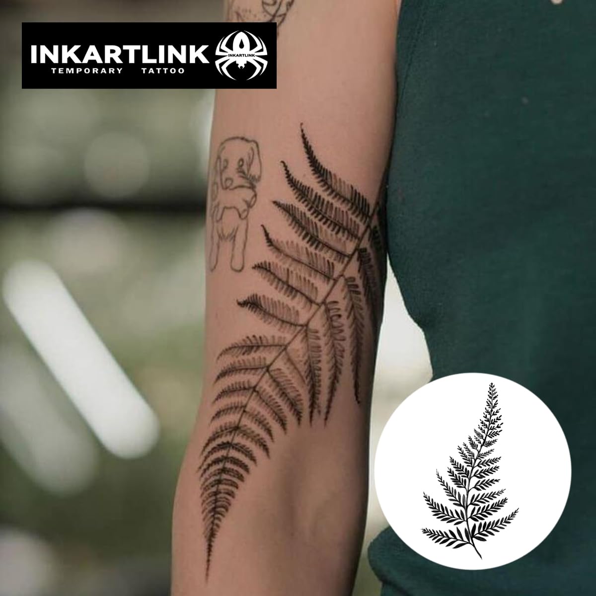 INKARTLINK Tattoo Tech, 2 Sheets Extra Large Semi Permanent Tattoo, Adult Art Design Temporary Tattoos, Lasts 1-2 Weeks, Waterproof, Realistic Look, No Adhesive, No Reflection (Flower) Big Leaves