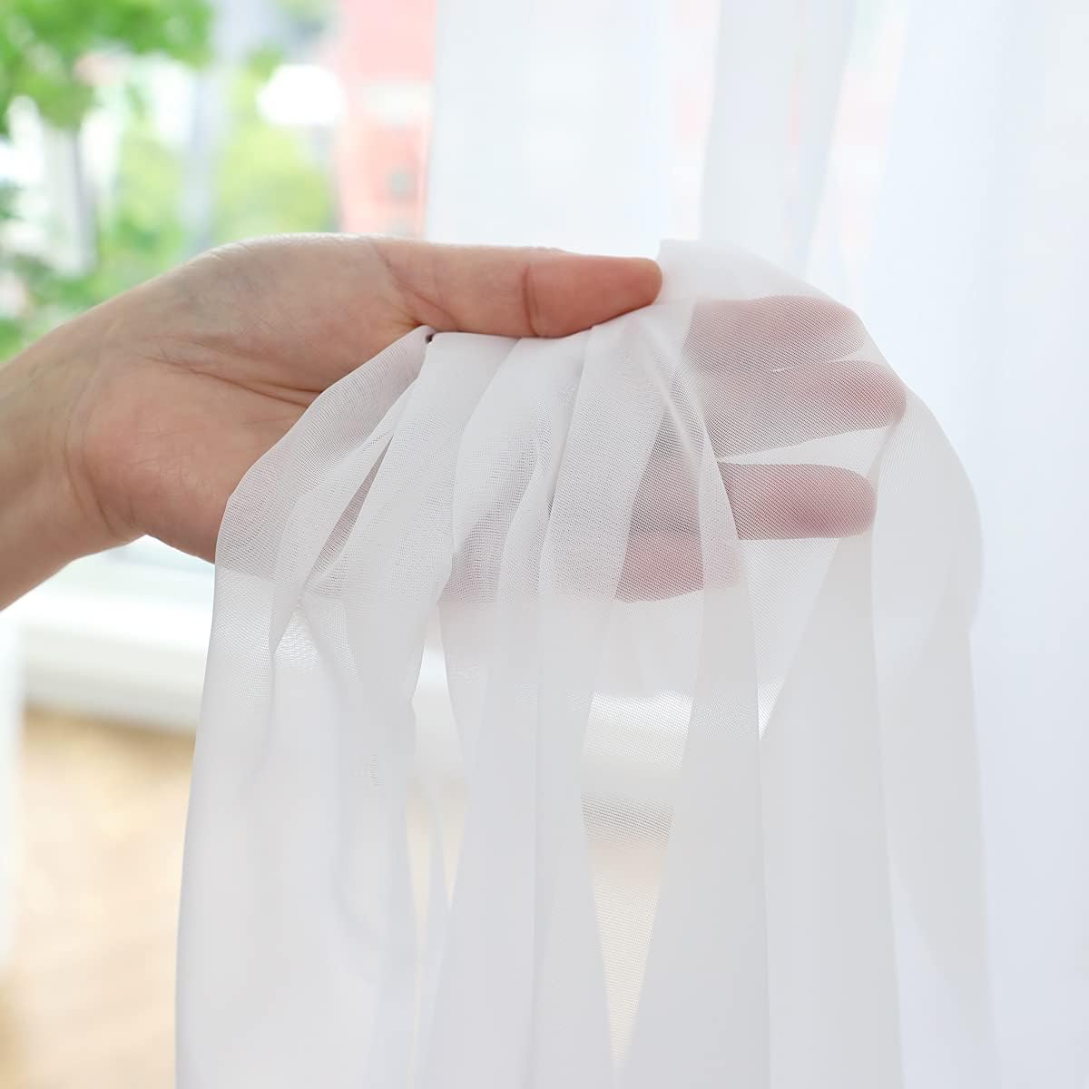 Window Ivory Sheer Curtains 60 Inches Width 90 Inches Long 2 Panels Sheer Curtains Clear Curtains Basic Rod Pocket Panel for Home/Living Room/Bedroom/Kids Room