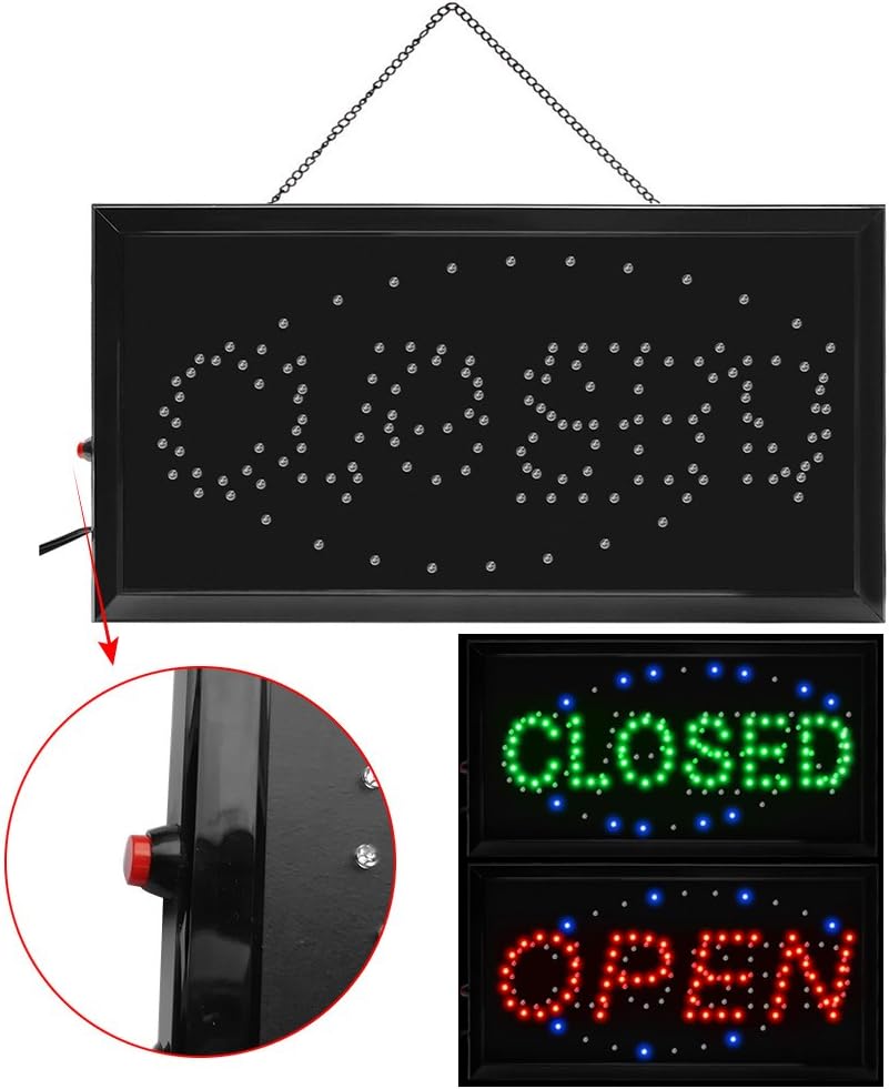Boshen Led Open Signs Decor for Business Mart Shop Store Bar Cafe Barber ATM Now Open Sign Display On/Off Switch + Chain (2 in 1 Open Closed)