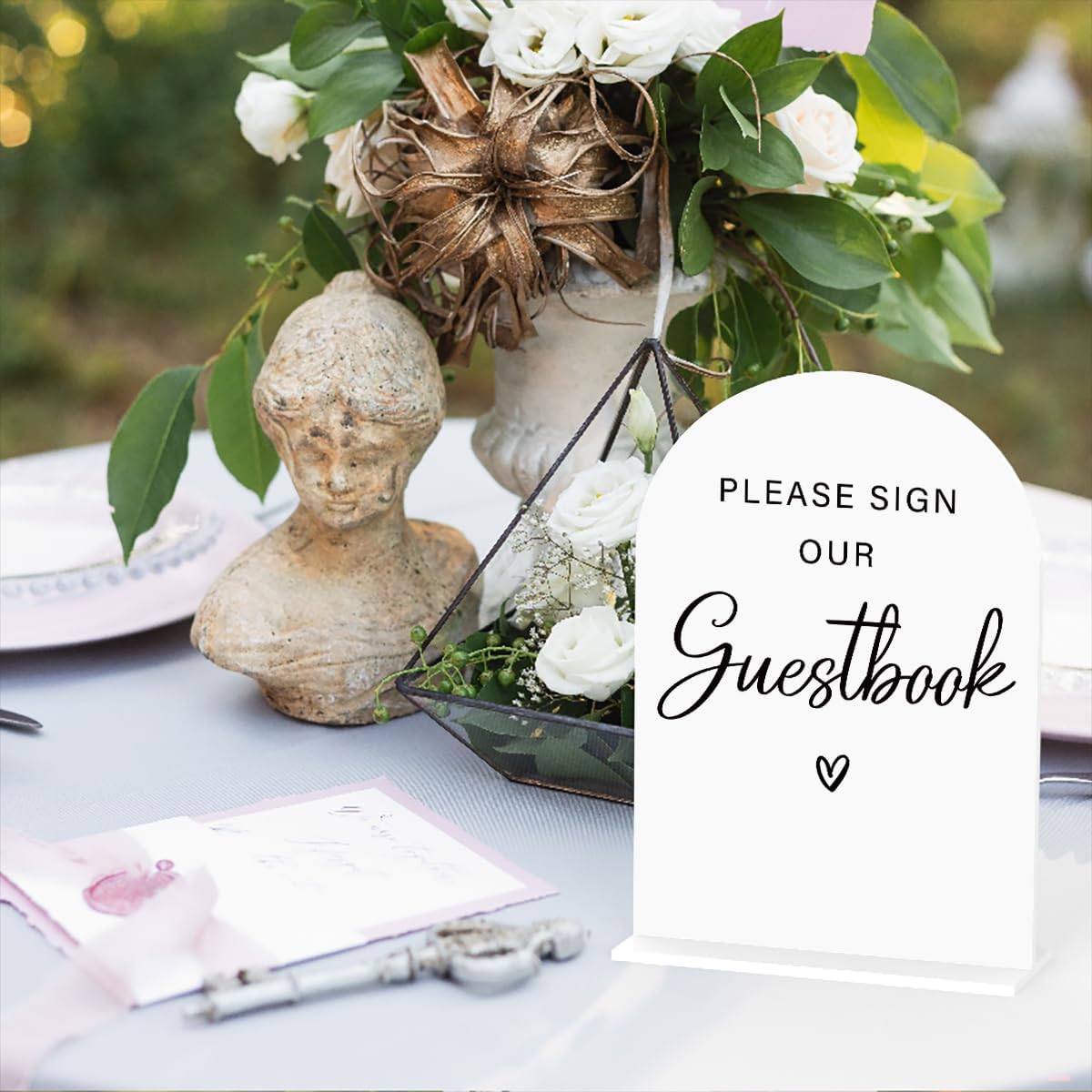 Acrylic Wedding Sign Please Sign Our Guestbook Wedding Signs for Ceremony Modern Calligraphy Arch Acrylic Table Top Sign for Wedding Reception and Event Party Table(white）