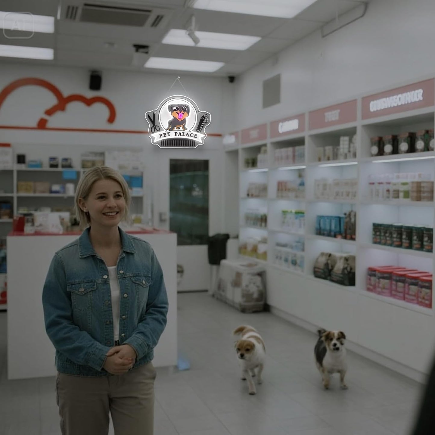 Pet Palace Neon Sign Dog LED Neon Signs for Wall Decor Pet Grooming&Hair Cut Salon Club Led Light for Animal Clinics Neon Wall Unique Gift for Pet Shop