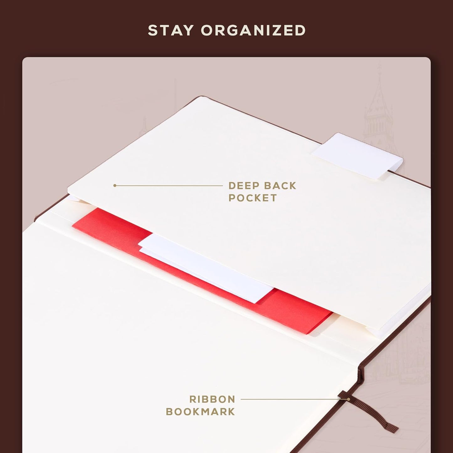 Beechmore Books A4 Sketchbook – 8.5x11 Premium Vegan Leather Bound Large Sketch Book Hardcover with 156 Thick 160gsm Perforated Ivory Pages, Blank Sketch Pad, Gift Boxed, Back Pocket, Ribbon Bookmark